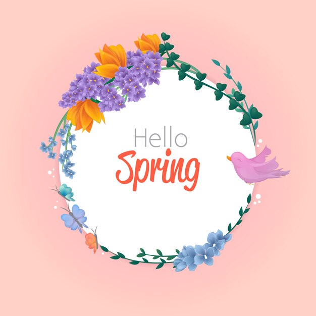 아름다운 꽃과 함께 안녕하세요 봄 스타일