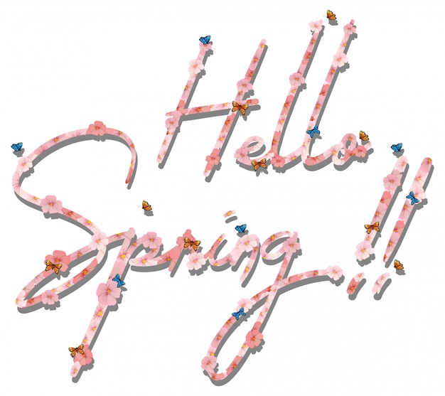 Free vector hello spring text lettering