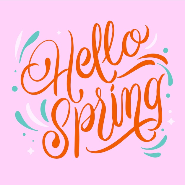 Hello spring typography with colorful decoration