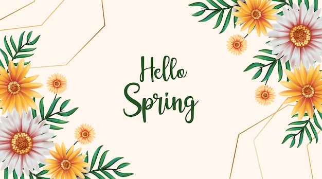 Hello spring wallpaper with flowers