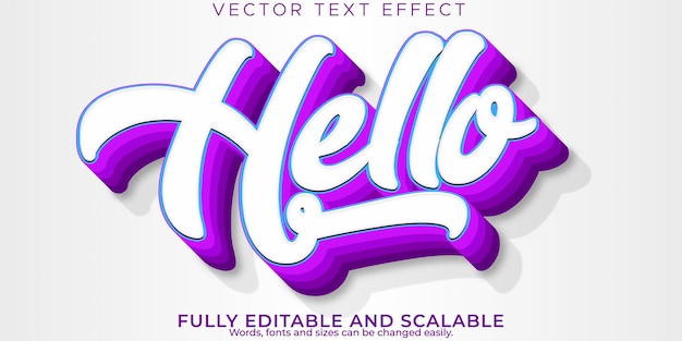 Free Vector  Hello stylish text effect editable modern lettering