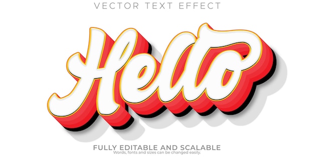 Free vector hello stylish text effect editable modern lettering typography font style