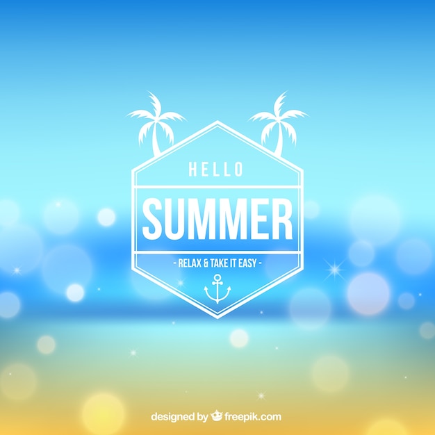 Hello summer background in blurred style