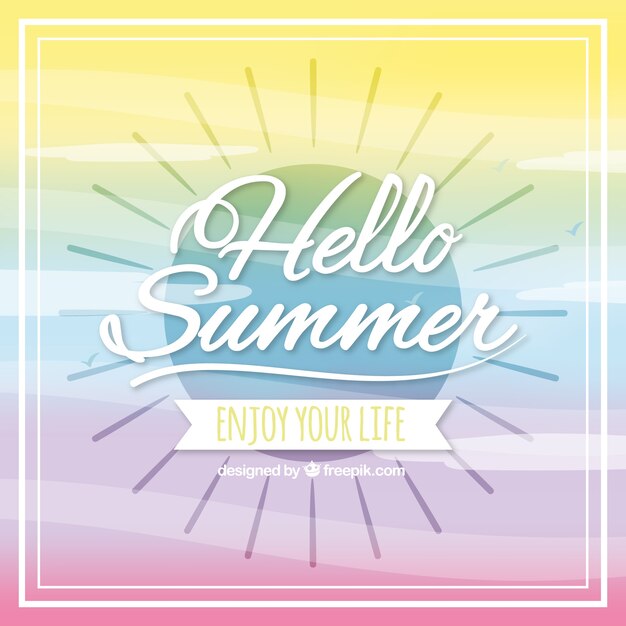 Hello summer background multicolor desgin