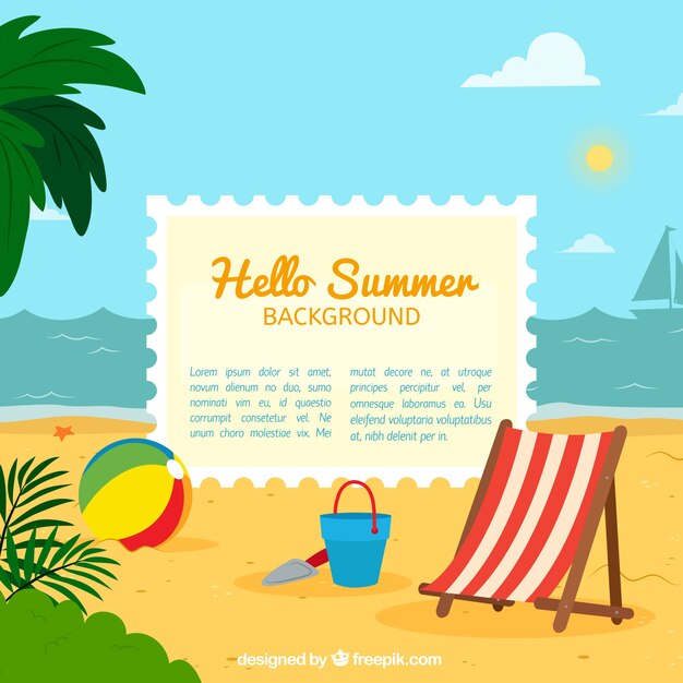 Free Vector hello summer background with beach elements