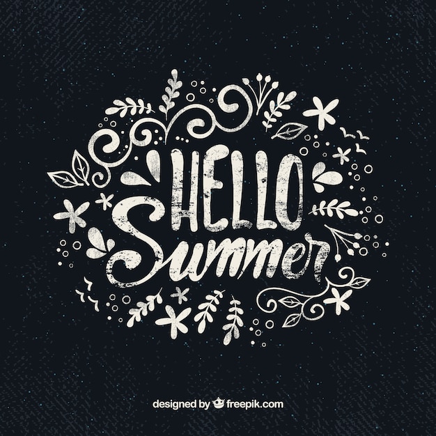 Hello summer background with lettering