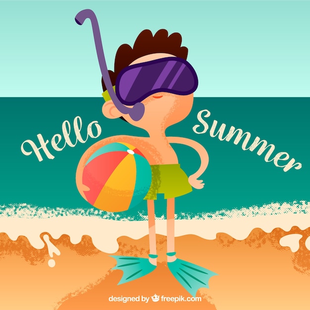 Free vector hello summer background with people having fun