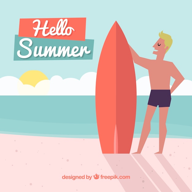 Free vector hello summer background with people having fun