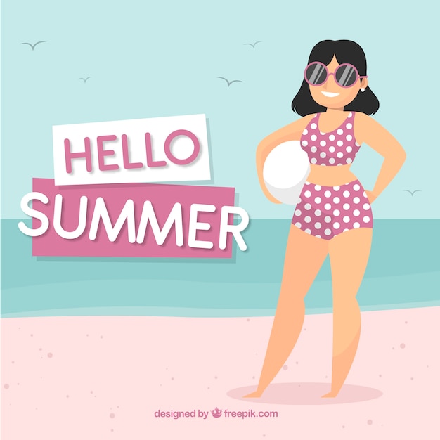 Free vector hello summer background with people having fun