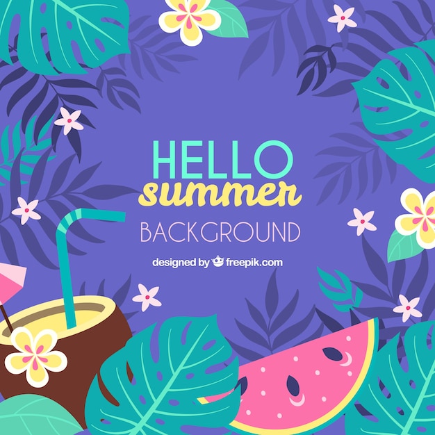 Hello summer background with plants