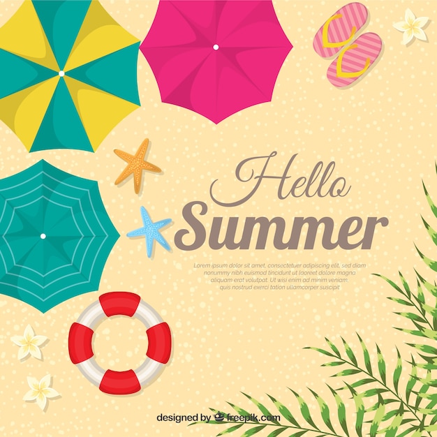 Free vector hello summer background with top view