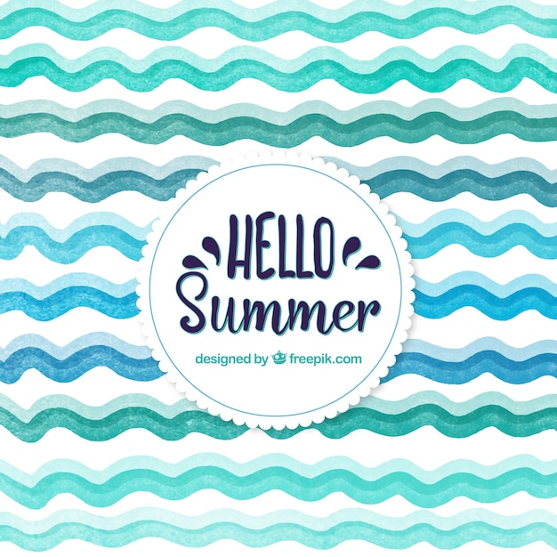 Hello summer background with water waves