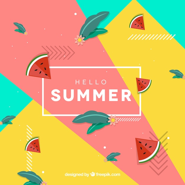 Hello summer background with watermelons