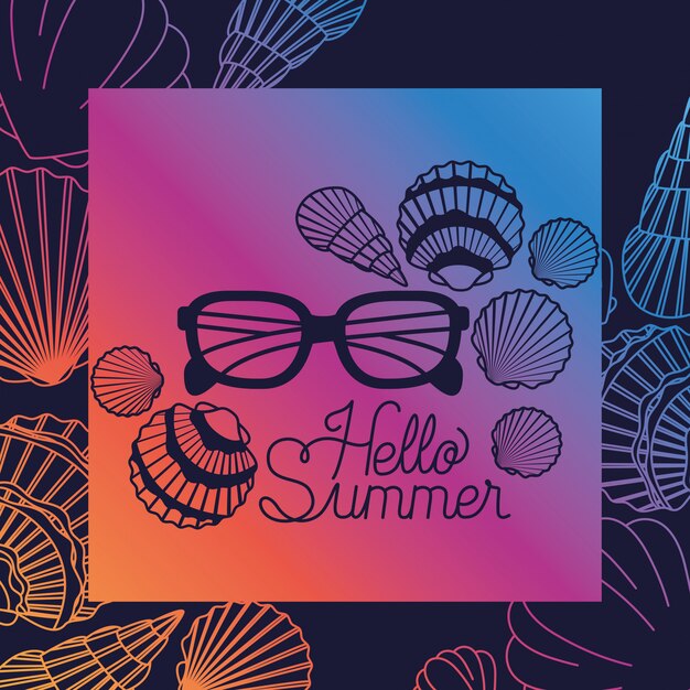 Hello summer  card with frame
