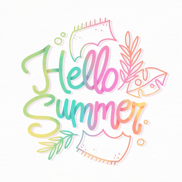 Hello summer colorful lettering