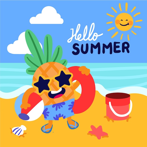 Free Vector hello summer design with beach
