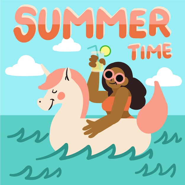 Free vector hello summer design with illustration