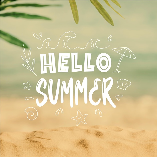 Free vector hello summer ;ettering with image