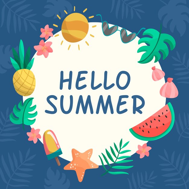 こんにちは夏のフラットデザイン