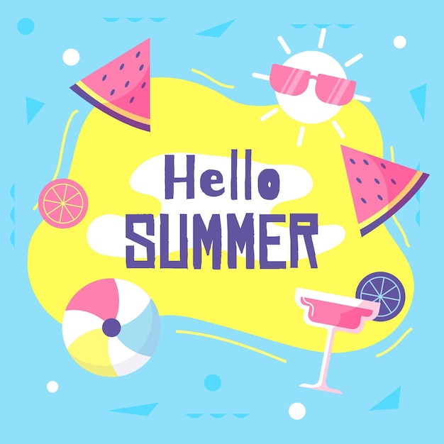 Free vector hello summer in flat design