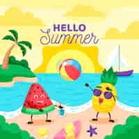 Free vector hello summer in flat design