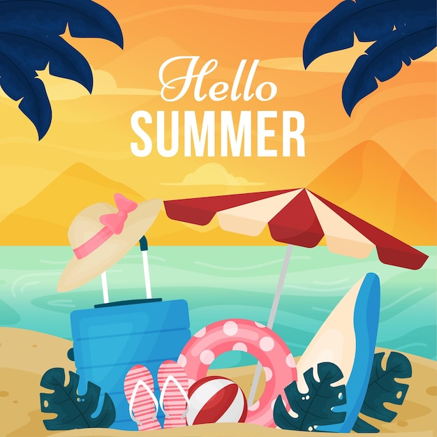 Free vector hello summer flat design