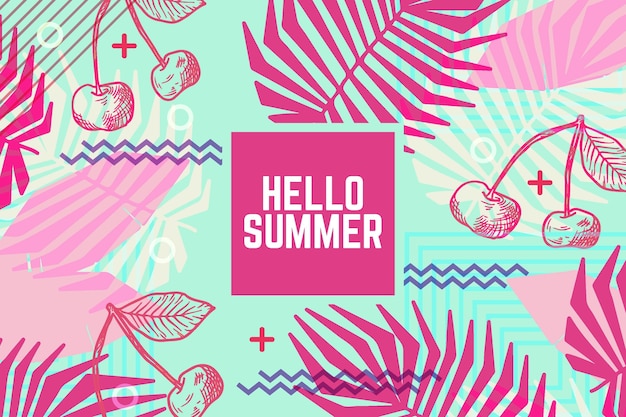 Free vector hello summer hand drawn design