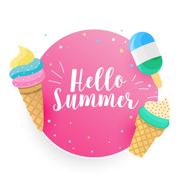 Free vector hello summer icecream background