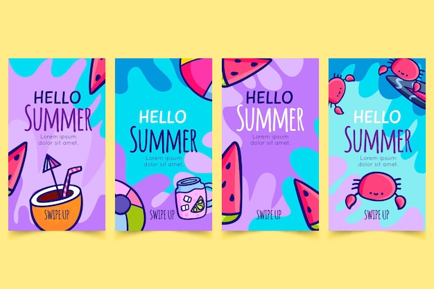 Hello summer instagram story set