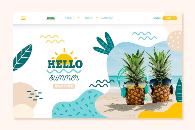 Free vector hello summer landing page concept