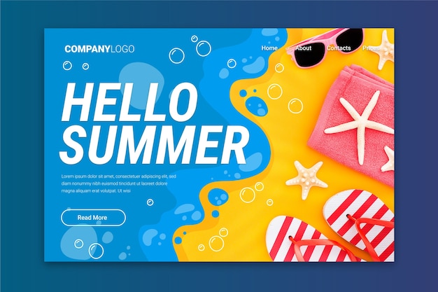 Free vector hello summer landing page design