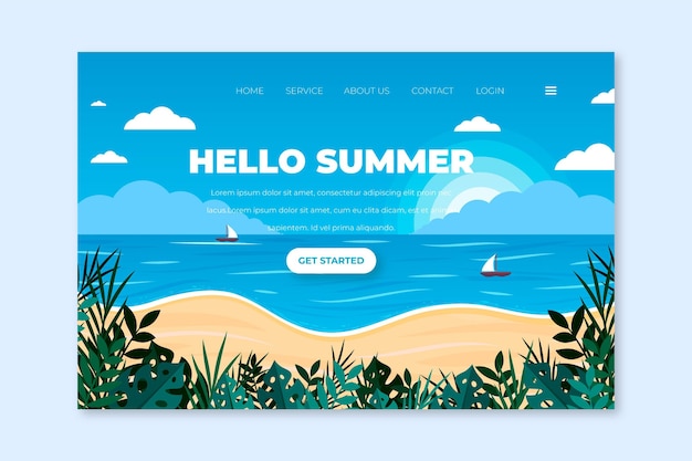 Free vector hello summer landing page template design