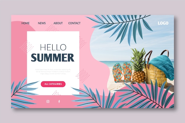 Hello summer landing page template