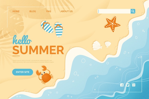 Free vector hello summer landing page template