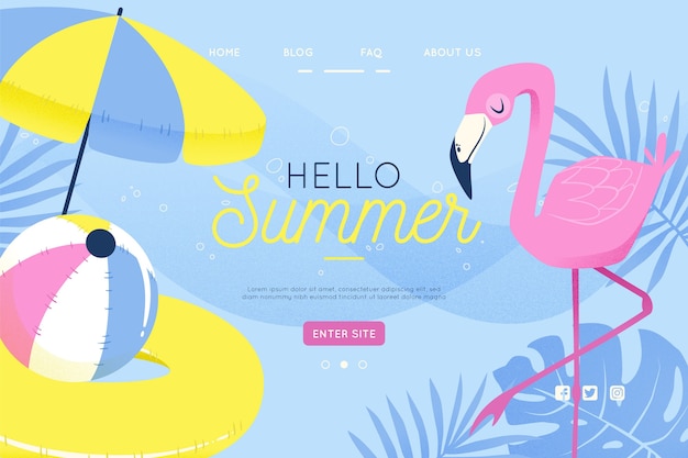 Free vector hello summer landing page template