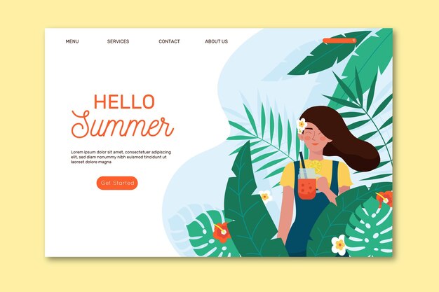 Hello summer landing page template