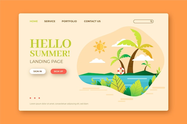 Ciao modello di landing page estivo