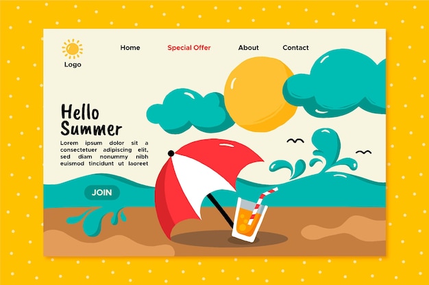 Hello summer landing page template