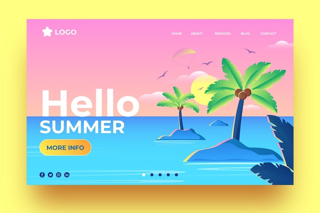 Free vector hello summer landing page template