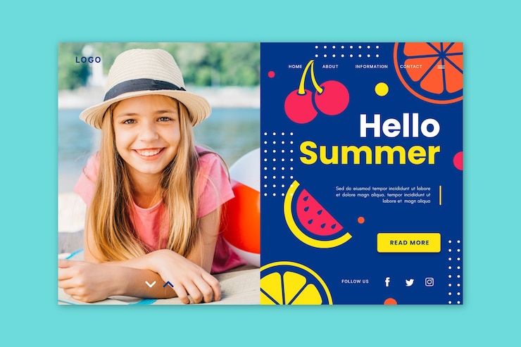 Free Vector hello summer landing page theme