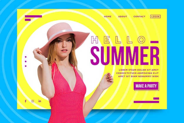 Hello summer landing page with image