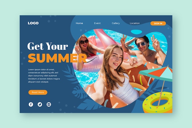 Hello summer landing page with photo