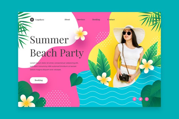 Hello summer landing page with photo