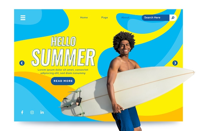 Hello summer landing page with pic