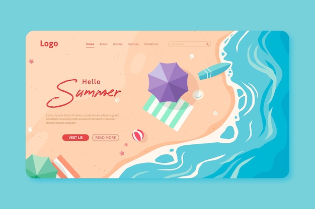 Free vector hello summer landing page