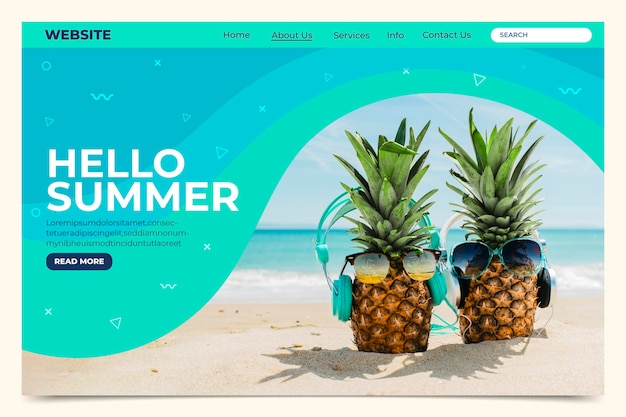 Free vector hello summer landing page