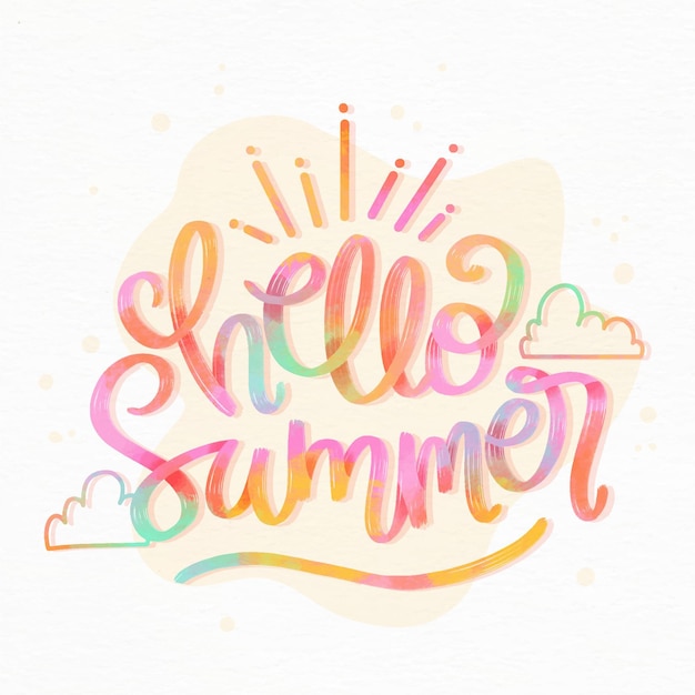 Hello summer lettering concept