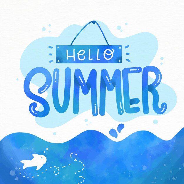 hello summer lettering concept