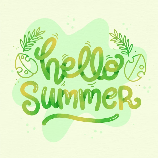 Hello summer lettering concept