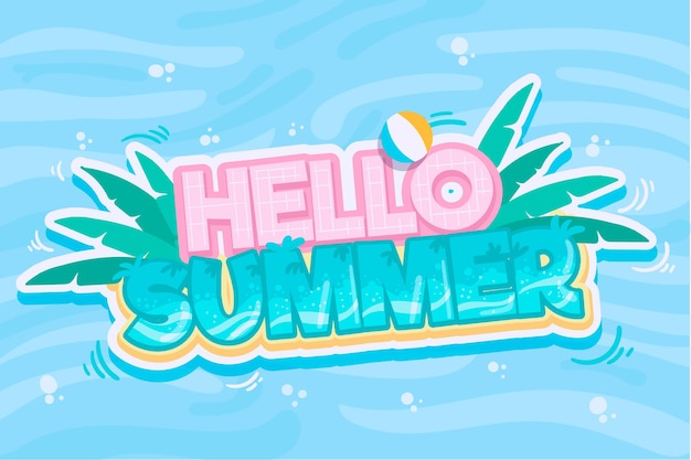 Free vector hello summer lettering concept